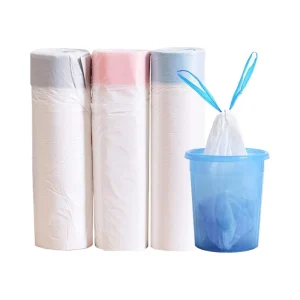 Bin Bags Degradable Plastic Drawstring Trash Liners Unscented Indoor Garbage Bags for Bedroom Kitchen 45x50cm Size