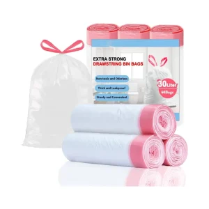 Bin Liner HDPE Drawstring Garbage Bag with Drawstring Tall Kitchen Drawstring Trash Bags