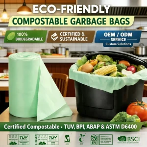 Bio-base Compostable Biodegradable Waste Garbage Trash Bin Waste Bag for Household