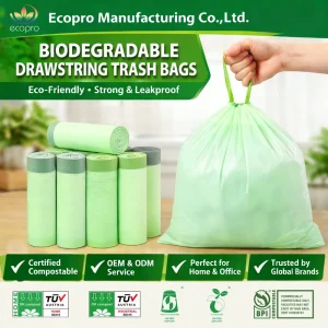 Biodegradable Compostable Drawstring Waste Garbage Trash Bin Waste Bag Food Scrap Bulk Heavy Duty