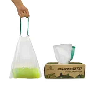 Biodegradable Drawstring Garbage Bags Thick Leakproof Trash Bags for Kitchen Bathroom Office Home Waste Disposal