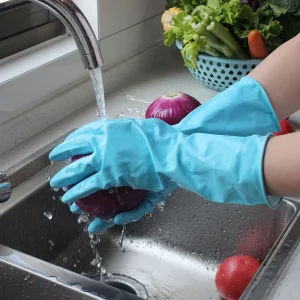 Biodegradable Extended Embossed Work with Sleeve Natural Rubber Gardening Diamond Grip Natural Latex Glove