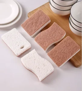 Biodegradable Kitchen Sponge Plant Based Cellulose & Sisal Scouring Pad for Zero Waste Dishwashing