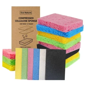Biodegradable Multicolor Natural Cellulose Wood Pulp Sponge Scouring Pad Dish Washing Household Kitchen Cleaning Scrub Sponges