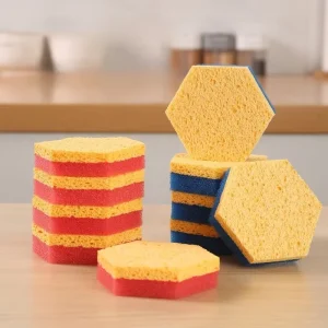 Biodegradable Natural Kitchen Cleaning Sponge Compostable Cellulose Filter Sponge Scouring Pad Durable Rich Foam