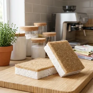 Biodegradable Natural Kitchen Sponge Eco Friendly Compostable Cellulose Coconut Walnut Scrubber Popular Scouring Pads High Water