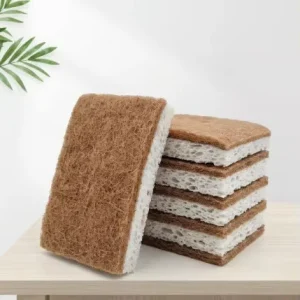Biodegradable Natural Kitchen Sponge Eco-Friendly Compostable Cellulose Coconut Walnut Scrubber Popular Scouring Pads High Water
