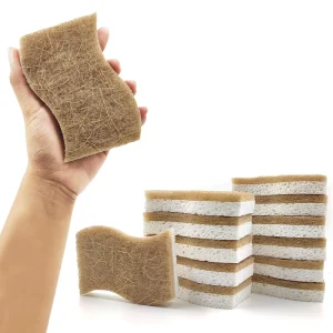 Biodegradable Natural Kitchen Sponge Eco Friendly Compostable Cellulose Coconut Walnut Scrubber Sponge Scouring Pads