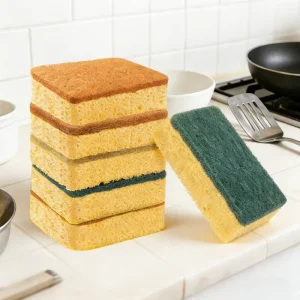 Biodegradable Natural Kitchen Sponge for Dishes Cellulose and Plant Sisal High Water Absorption Rectangle Shape