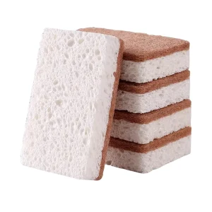 Biodegradable Natural Sponges Kitchen Compostable Cellulose and Coconut Walnut Scrubber Sponge Eco Friendly Sponges