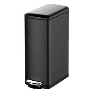 Black 30L Stainless Steel Foot-Pedal Kitchen Trash Can