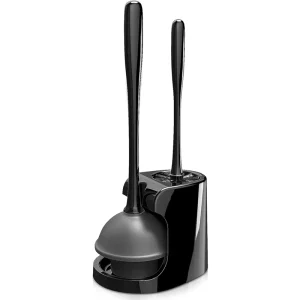 Black Bathroom WC Toilet Bowl Brush and Plunger Combo Eco friendly Toilet Plunger Set