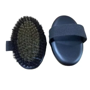Black Copper Dry Brush with Wooden Handle Natural Soft Pig Bristle Portable Exfoliating Bathing Brush for Female Male