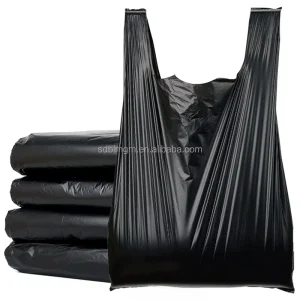 Black Flat End Plastic Garbage Bag for T Shirts Roll On Design for Household Use