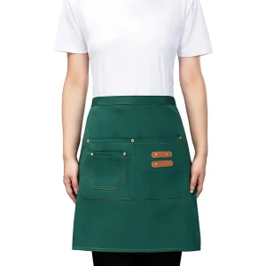 Black Green Waist Apron Half Short Aprons Custom logo Apron Canvas Waiter Waist Half Apron with Pocket