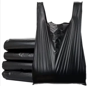 Black HDPE Plastic Household Garbage Packing Bag Trash Bags With Handle T shirt Bag