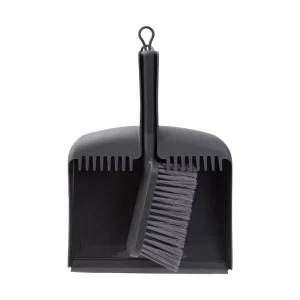 Black Hand Broom and Dustpan Set with Dustpan Teeth for Dog Cat Pets Home Use