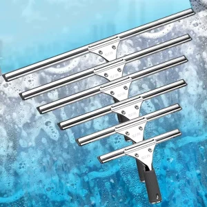Black Handhold Stainless Steel Window Cleaning Squeegees with Rubber Strip Durable Car Glass Cleaner Scraper