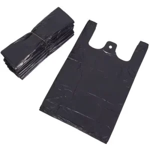 Black Heavy Duty Durable Vest style Garbage Bags with Handle Thickened Plastic Household Portable Pack