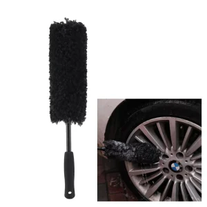 Black Microfiber Wheel Brush 17inch Car Detailing Duster Soft Bristles POM EVA Material Lightweight
