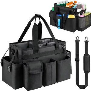 Black Multi Purpose Cleaning Tool Storage Set Housekeeping Cleaning Bag and Handle Equipped Organizer Box