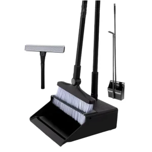 Black Plastic Foldable Long Handle Broom Dustpan Set Soft for Home Household Cleaning Rotatable Brooms Dustpans Set