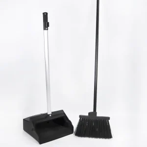 Black Plastic Foldable Long Handle Broom Dustpan Set Soft for Home Household Cleaning Rotatable Brooms Dustpans Set