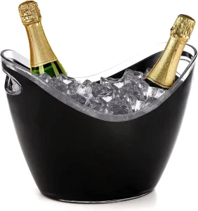Black Plastic Oval Storage Tub 3.5 8 12 Liter Ice Buckets for Beer Bottle Drink Cooler Party Beverage Chiller