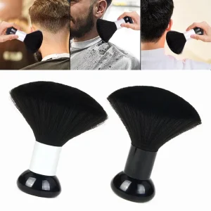 Black Powder Duster Brush with Plastic Handle Grip Salon Barber Neck Hair Cleaning Haircut Brush