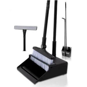 Black Price Plastic Foldable Long Handle Broom and Dustpan Set Rotatable Home Household Cleaning Tools Brooms Dustpans Set