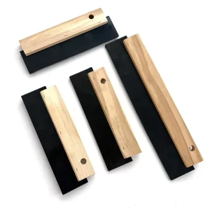 Black Rubber Squeegee 20cm 30cm 40cm 45cm Rubber Grouting Scraper with Birch Wooden Handle