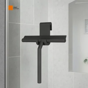 Black Silicone Shower Room Squeegee with Silicone Hook Window Glass Wiper and Table Cleaning Tool