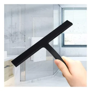 Black Silicone Shower Squeegee Clean Wipers Water Blade with Silicone Hook Magnetic 3M Holders Metal Holder