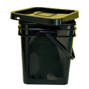 Black Square Plastic Bucket with Lids Multiple Sizes for Car Wash Drums Pails & Barrels
