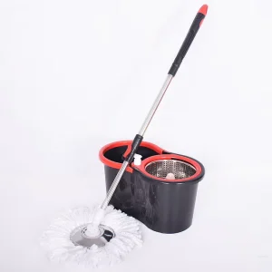 Black Steel Mop Bucket Set with Dual Drive Hand Pressed Rotating Mop Bucket