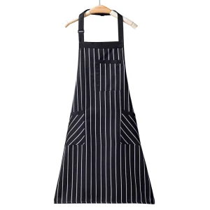 Black Striped Neck Apron Durable Suitable for Home Kitchen Restaurant Fast Food Store Hotel Apron Work Uniform
