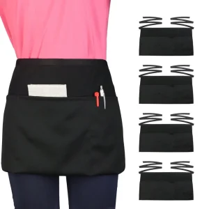 Black Tavern Apron Classic Belt Apron Large Pocket Work Waist Catering Store Anti Fouling Apron