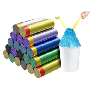 Black Thickened High Strength Drawstring Biodegradable PE Disposable Trash Bags 3-6L 15pcs/Roll 75pcs/Pack for Home Office Hotel
