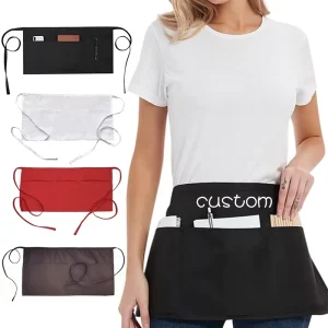 Black Waist Aprons Kitchen Half Apron Bistro Waiter Server Aprons Restaurant Home 3 Pockets 100% Polyester Poly Cotton 3 5 Days