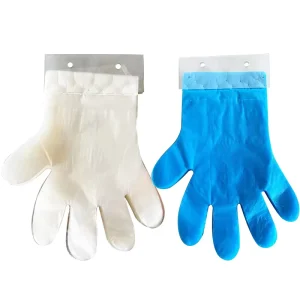 Blocked PE Gloves 50-200 Pcs Pack Food Grade Clean & Hygienic Durable Leak Proof PE Disposable Gloves for Food Handling