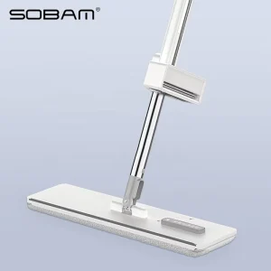 Blue 2-Piece Self-Wringer Telescopic Handle Eco-Friendly Durable Lightweight Stainless Steel Floor Mops High Dehydration Rate