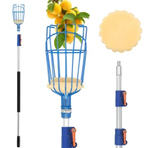 Blue Adjustable Extendable Fruit Picker Telescopic Aluminum Alloy Garden Tool Metal Handle