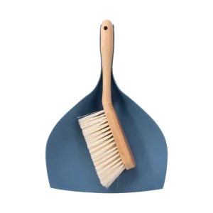 Blue Bamboo Handle Mini Brush Dustpan Short Hand Broom for Home