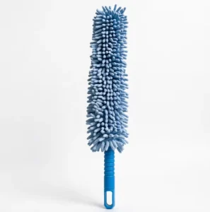 Blue Chenille Duster with Ergonomic Handle Soft Fiber Head for Ceiling Fans Blinds Washable Reusable Dust Removal Tool