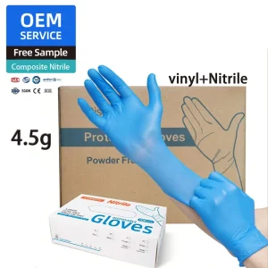 Blue Disposable Composite Vinyl Nitrile Gloves Medium PVC Examination Gloves Household Protective Nitrile Gloves