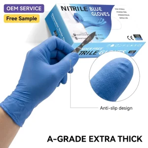Blue Disposable Nitrile Gloves for Food Dishwashing and Messy Tasks