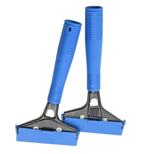 Blue Durable Comfortable Car Ice Scraper with Plastic Handle and Rubber Squeegee