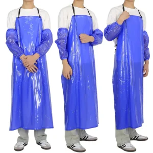 Blue PVC Waterproof Apron Thickened 40 Silk Wash Free Reusable for Aquaculture Chemical Industry Food Factory