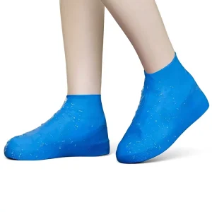 Blue Thick Latex Waterproof Rain Overshoes Anti-slip Wear-resistant Outdoor Protector Covers for Men Women Rainy Days