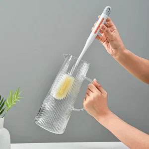 Bottle Wash Brush Long Handle Natural Bottle Brush Cleaning Brushes Multipurpose Sponge Head Cylindrical Cleaning Brush